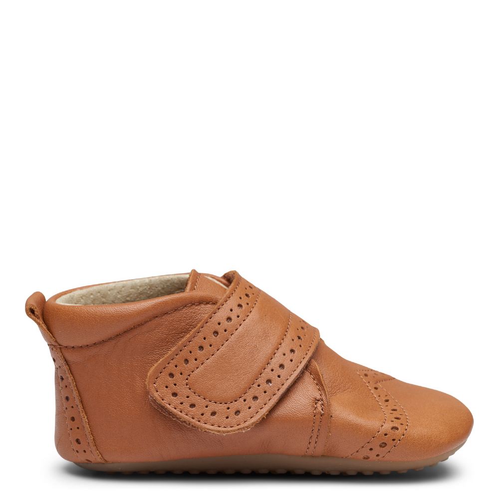 Leather slippers - Brogue Camel