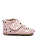 Leather slippers - rose gold dot