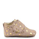 Leather slippers - peach gold dot