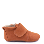Leather slippers - suede camel