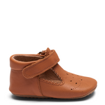 (1003) Leather slippers t-bar - Camel