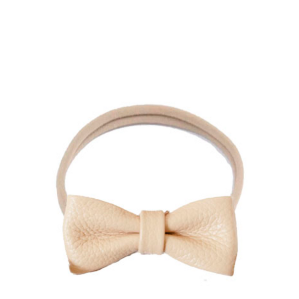 Headband leather bow - nude pink
