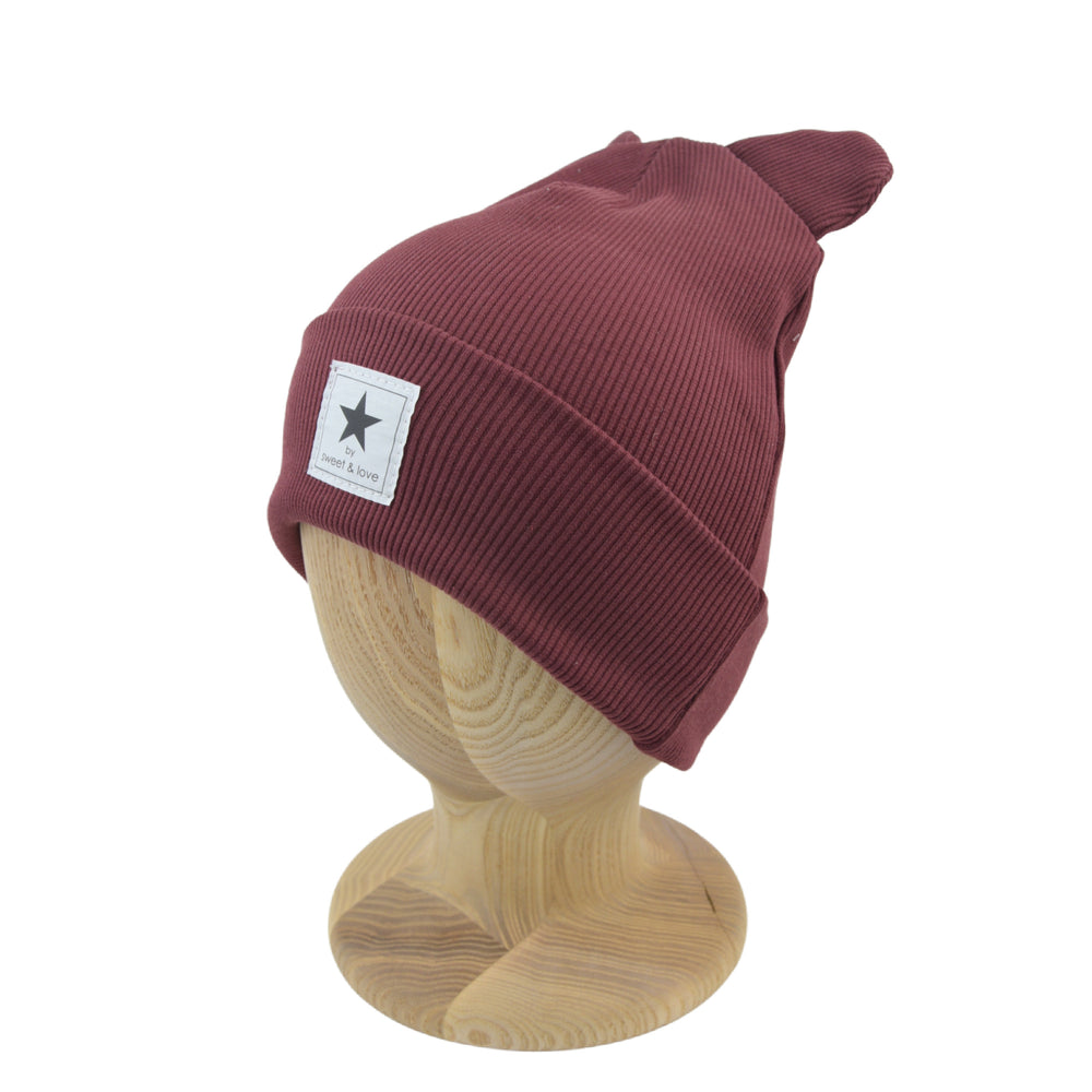 Winter folded bear beanie Bordeau