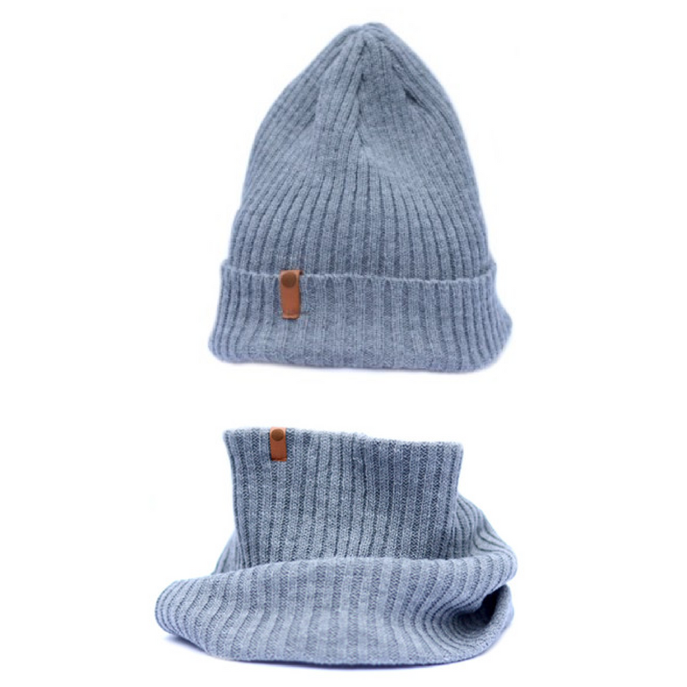 Hat and tube scarf set - Grey