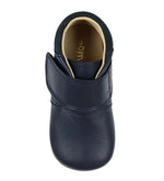 (1010) Pom Pom leather slippers / Beginners Velcro - Navy