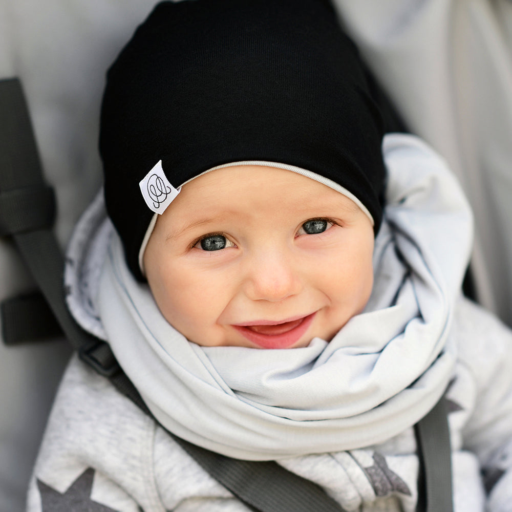 Reversible Bamboo Beanie - Black/Grey