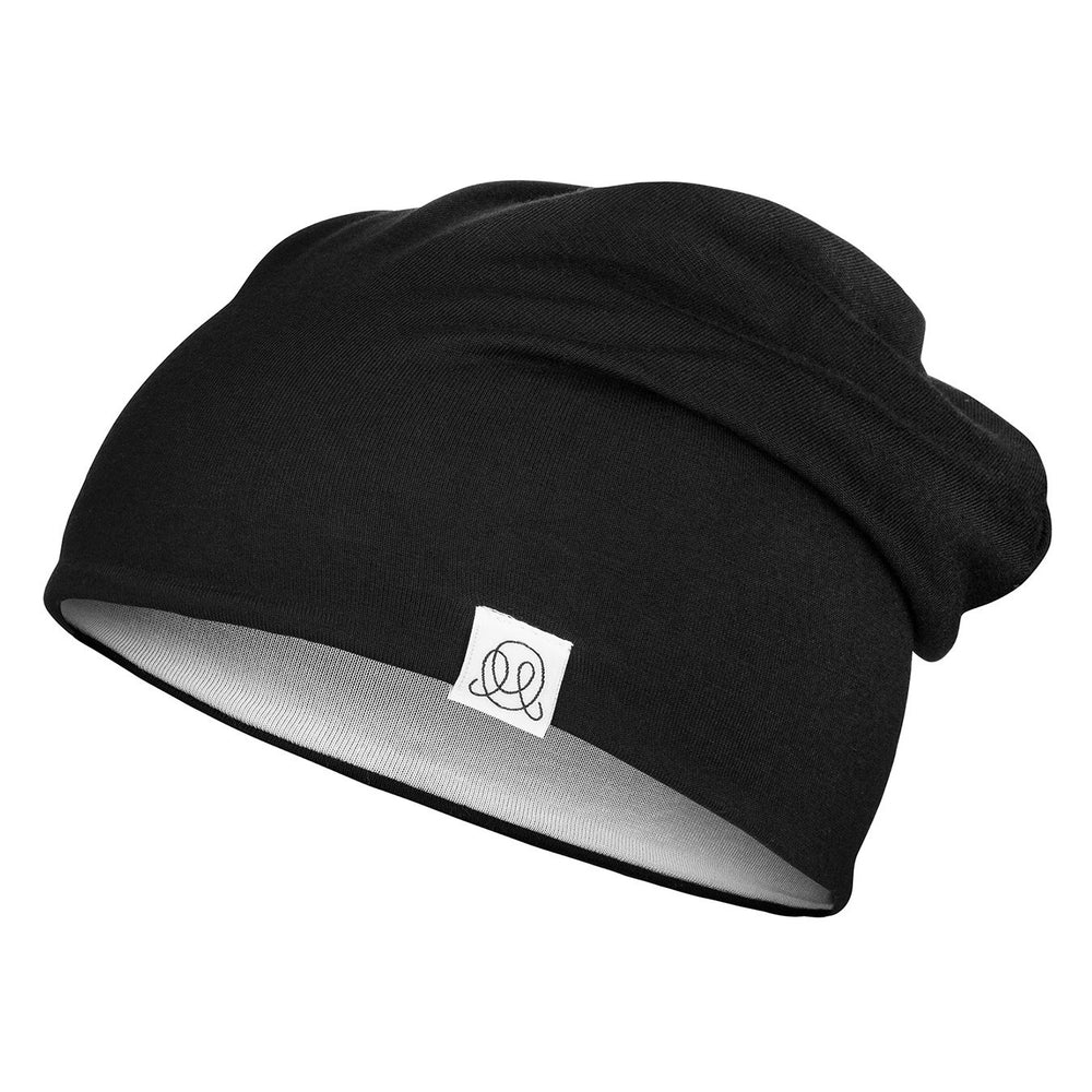 Bamboo Reversible Beanie - Black - Light Grey