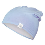 Bamboo Reversible Beanie - Light Grey - Light Blue