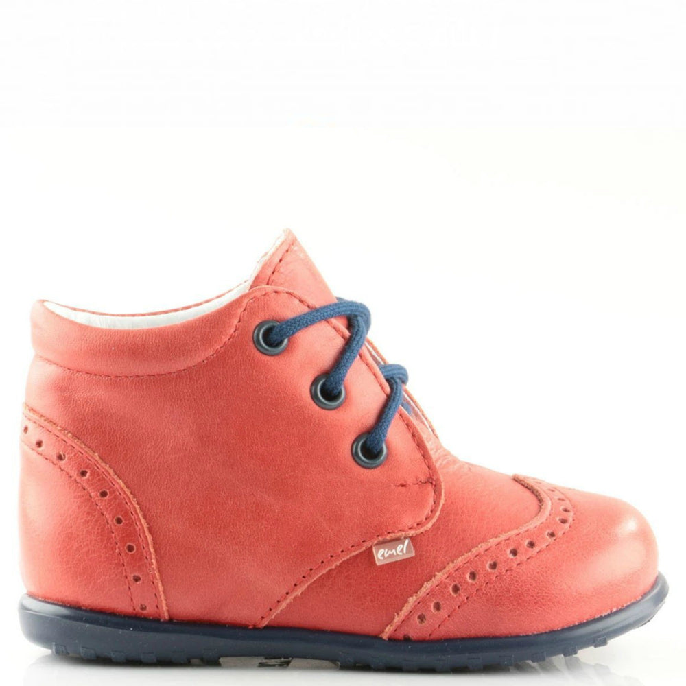 (2341-5) Emel first shoes - red brogue