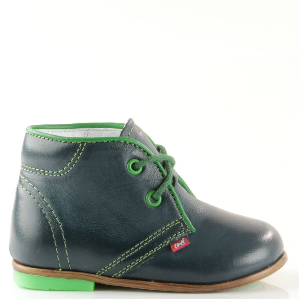 (2195-16) Emel Navy-Green Lace Up Shoes