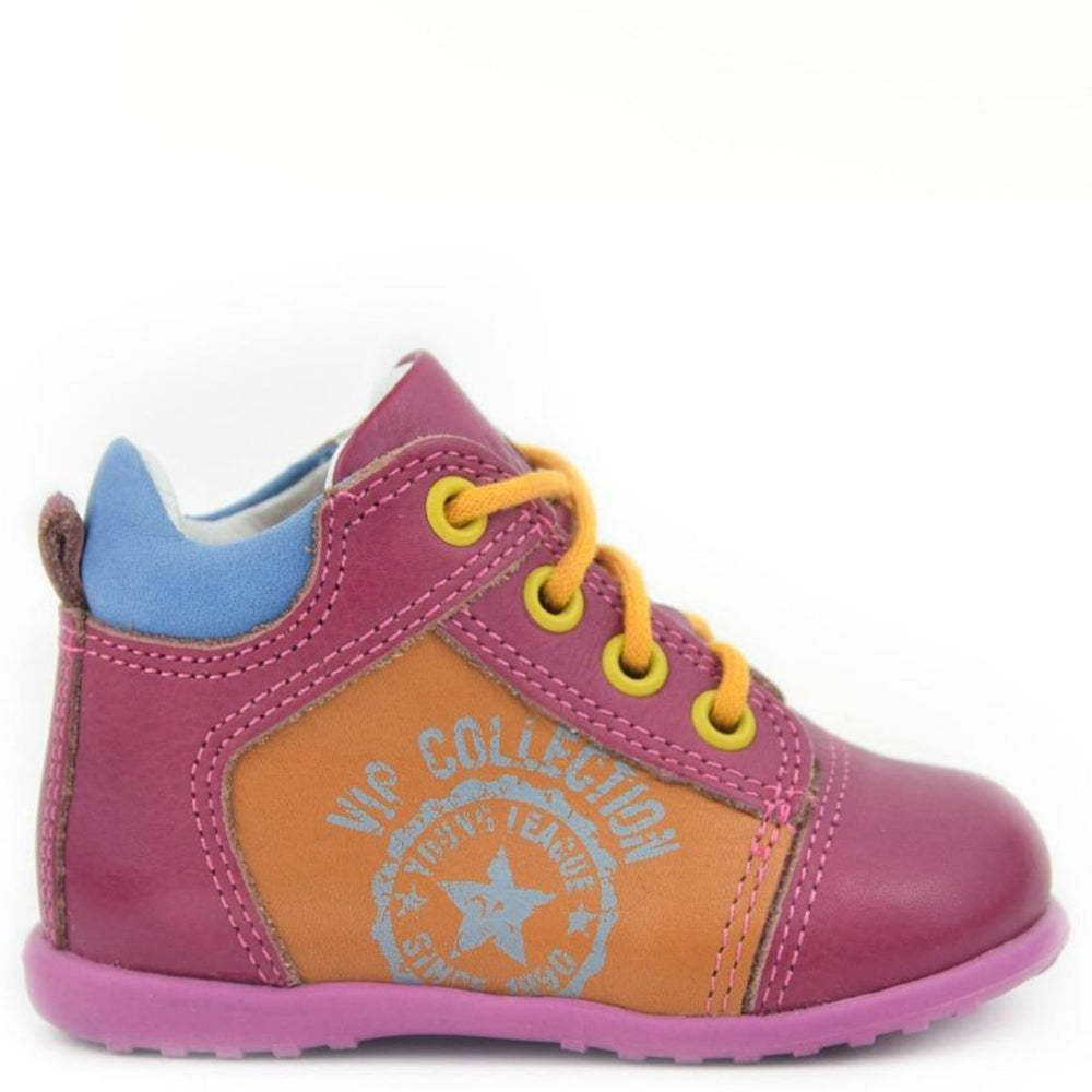(2069-12) Emel Pink Yellow Blue Lace Up Trainers