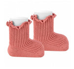 WARM COTTON RIBBED SOCKS WITH CURLING TERRACOTA