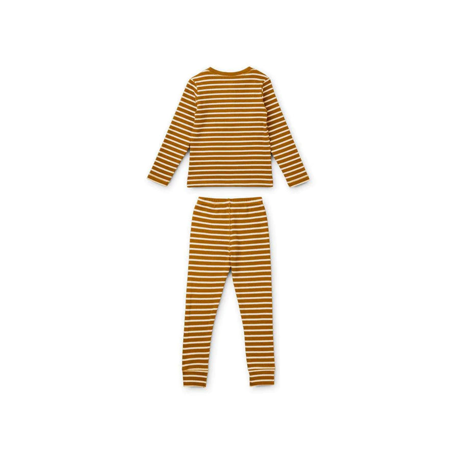 WILHELM PYJAMAS SET GOLDEN CARAMEL/SANDY STRIPES LIEWOOD