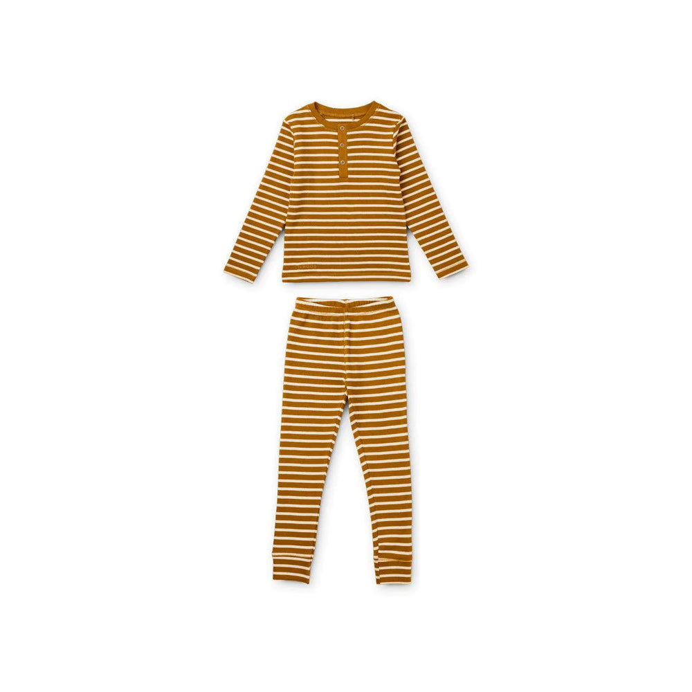 WILHELM PYJAMAS SET GOLDEN CARAMEL/SANDY STRIPES LIEWOOD