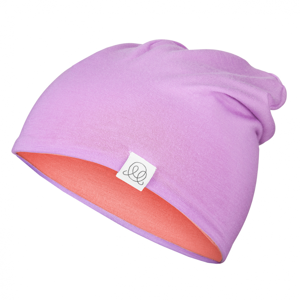 Bamboo Reversible Beanie - Lilac - Coral