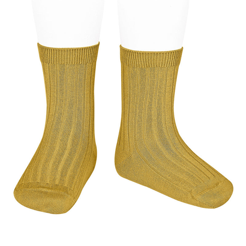 Basic rib short socks MUSTARD