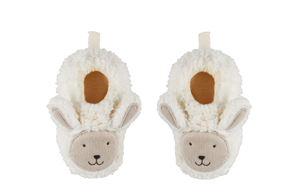 Cotton Knit Baby Booties - Sheep