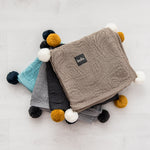 Bamboo hooded blanket with pom poms - beige - MintMouse (Unicorner Concept Store)