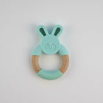 Silicone bunny teether - mint