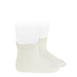 Ceremony short socks with openwork cuff CREAM 202