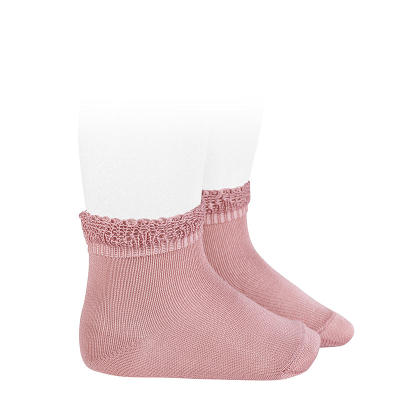 Ceremony short socks with openwork cuff PALE PINK