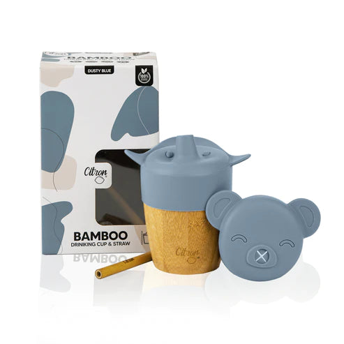 Bamboo Cup with lid and straw - Dusty Blue - MintMouse (Unicorner Concept Store)