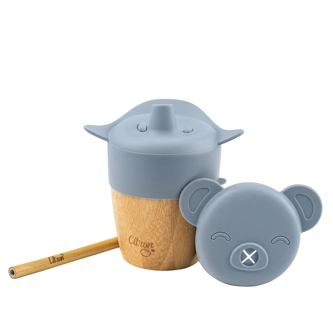 Bamboo Cup with lid and straw - Dusty Blue - MintMouse (Unicorner Concept Store)