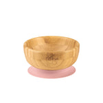 Bamboo Bowl with suction and spoon - Blush Pink