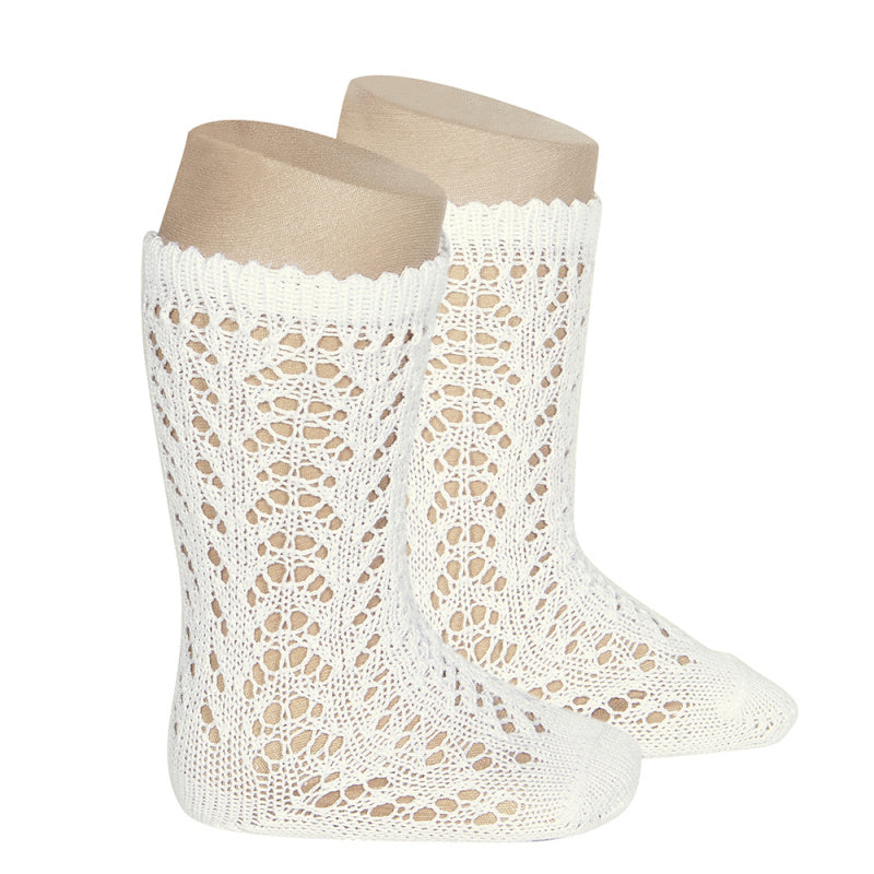 Cotton openwork knee-high socks BEIGE - MintMouse (Unicorner Concept Store)