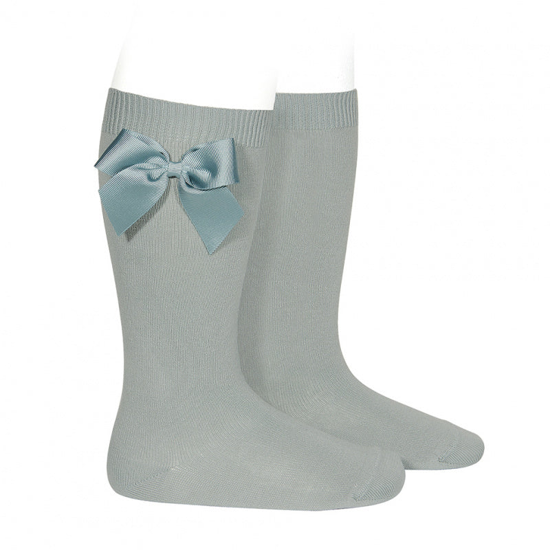 Knee high socks with grossgrain side bow DRY GREEN - MintMouse (Unicorner Concept Store)