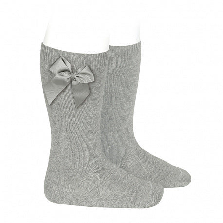 Knee high socks with grossgrain side bow ALUMINIUM - MintMouse (Unicorner Concept Store)