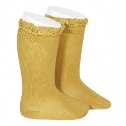 Knee socks with lace edging - mustard - MintMouse (Unicorner Concept Store)