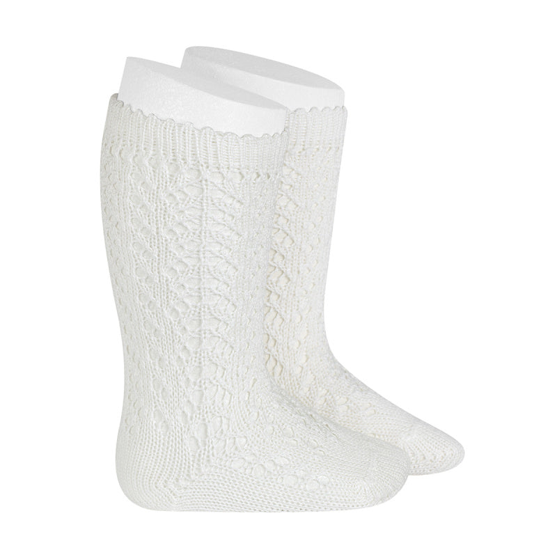 Cotton openwork knee-high socks CREAM - MintMouse (Unicorner Concept Store)