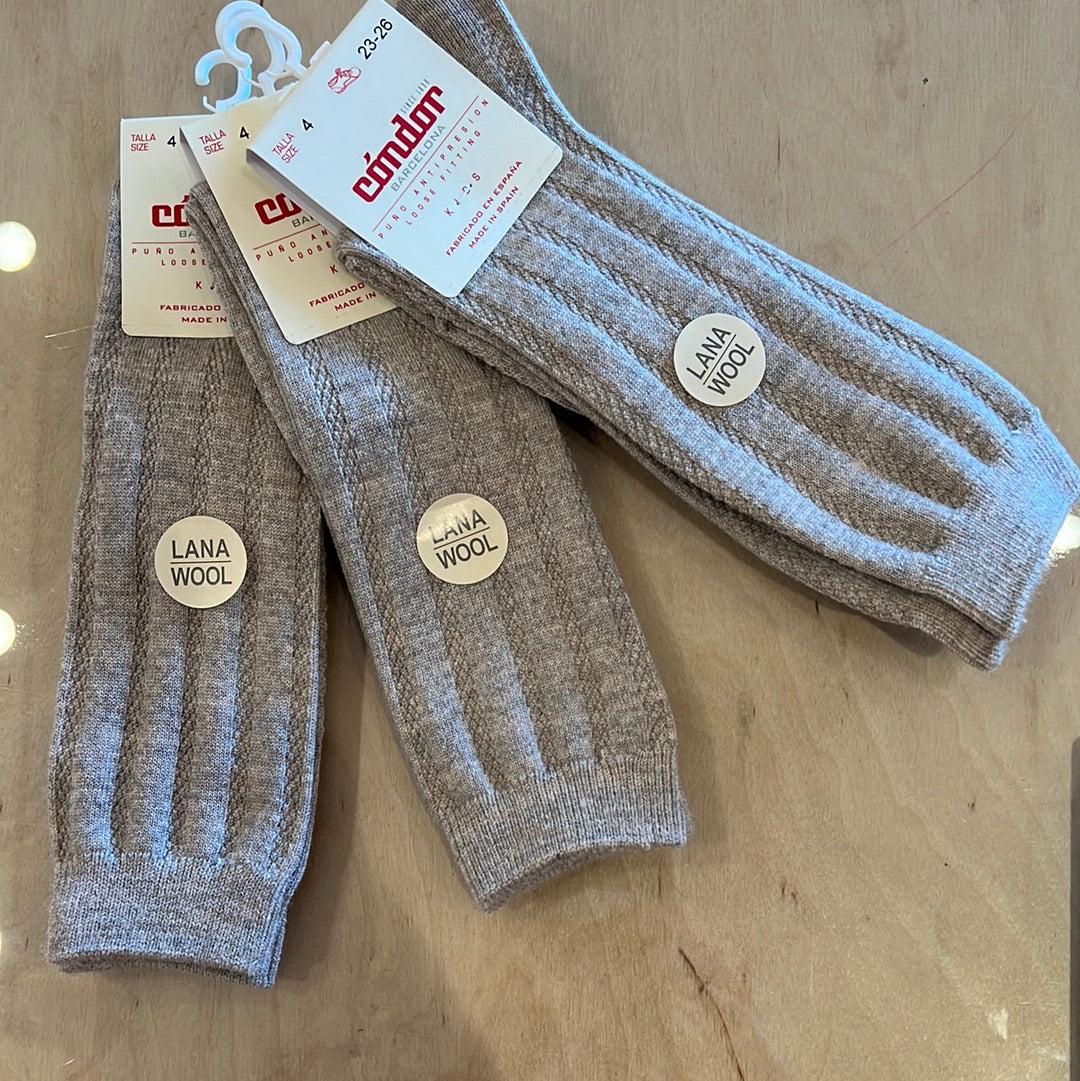 Wool knee socks with vertical pattern - Grey - MintMouse (Unicorner Concept Store)
