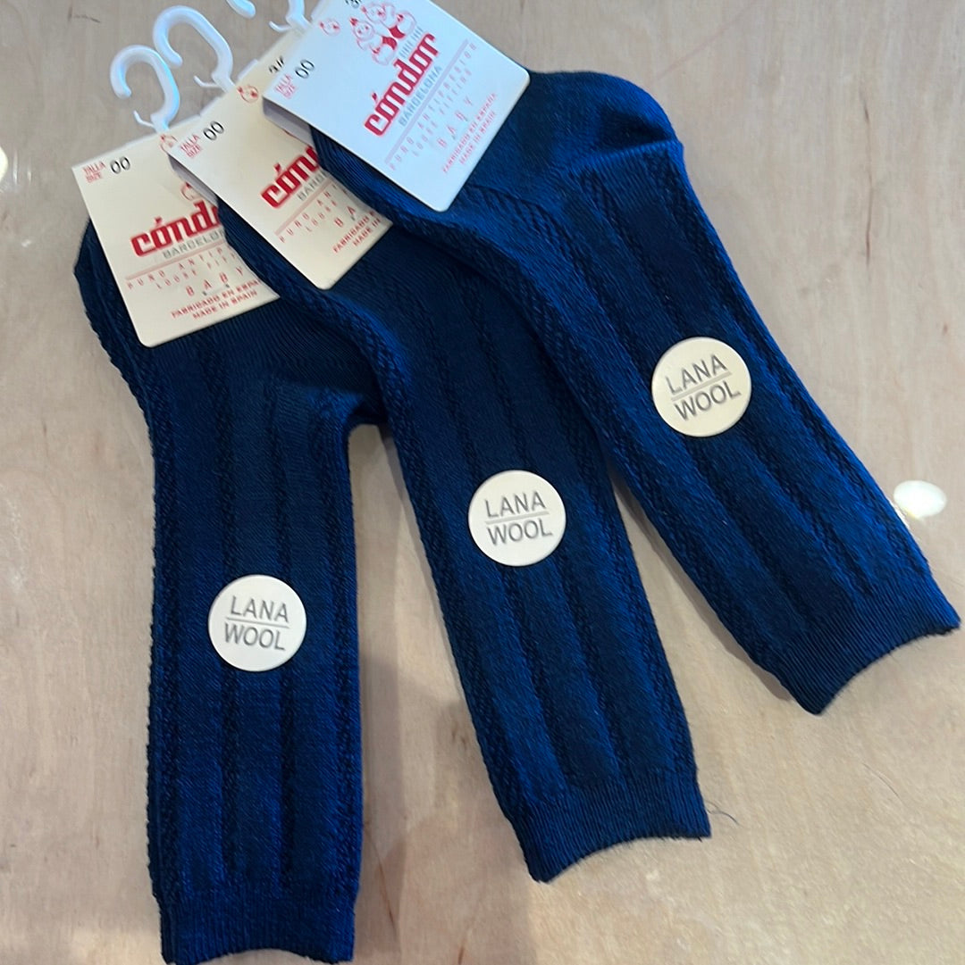 Wool knee socks with vertical pattern - Navy - MintMouse (Unicorner Concept Store)