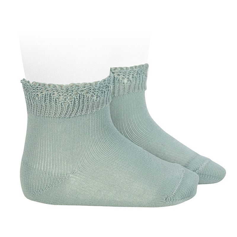 CEREMONY SHORT SOCKS WITH OPENWORK CUFF SEA MIST - MintMouse (Unicorner Concept Store)