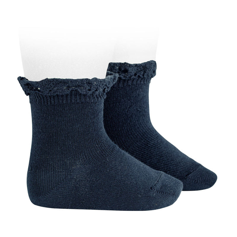 Knee socks with lace edging socks NAVY BLUE - MintMouse (Unicorner Concept Store)