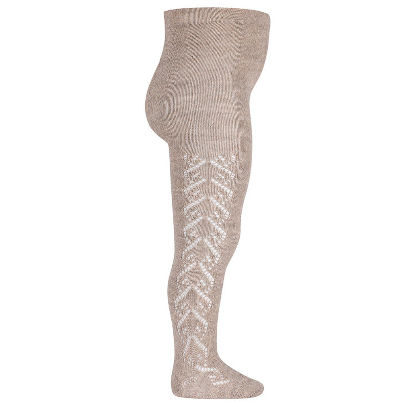 Tights side openwork WOOL - OATMEAL