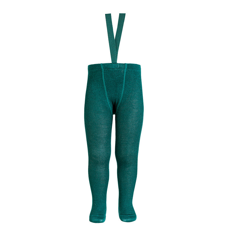 Tights with elastic suspenders Merino wool blend ribbed - Oil - MintMouse (Unicorner Concept Store)