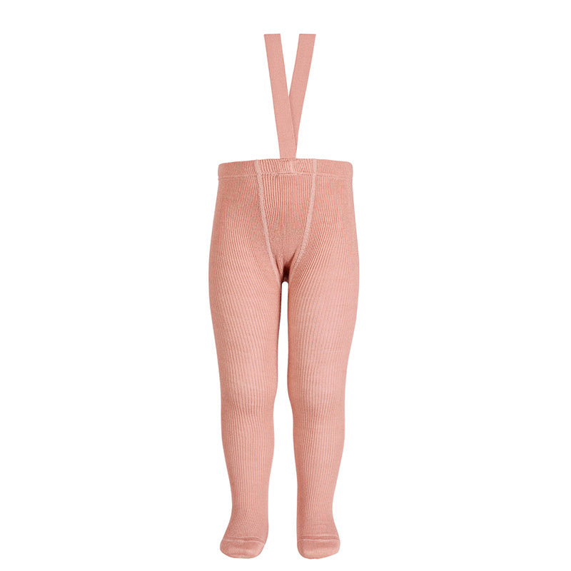 Tights with elastic suspenders Merino wool blend ribbed - Pink - MintMouse (Unicorner Concept Store)