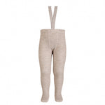 Tights with elastic suspenders Merino wool blend ribbed - Nougat - MintMouse (Unicorner Concept Store)