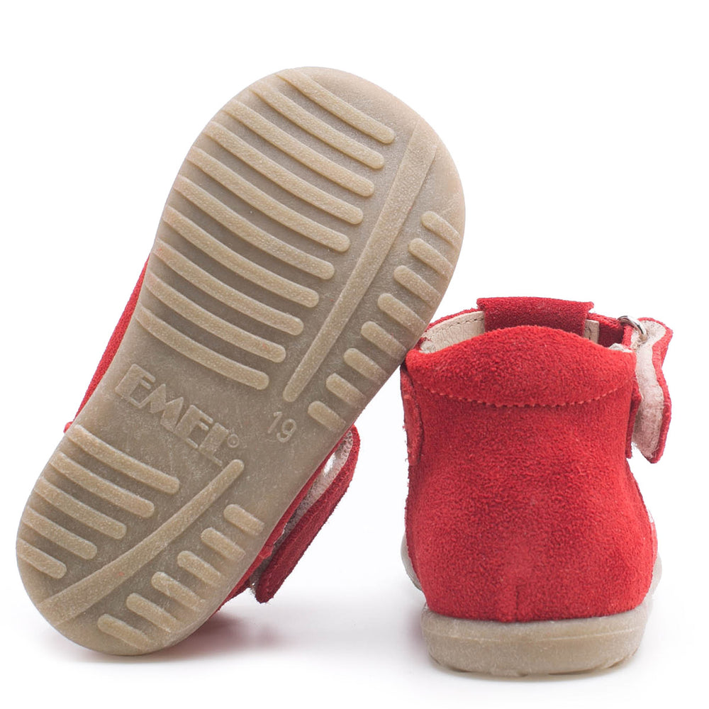 (1490B-1) Red Velour Half-Open Shoes