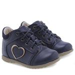 (2069E-7) Emel Lace Up First Shoes navy heart