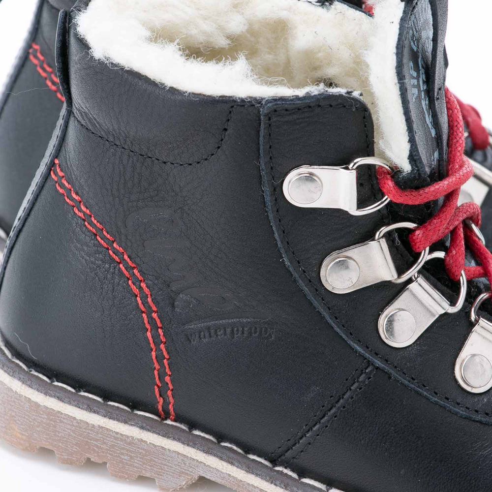 (EV2119C-v3) Emel black Lace Up Winter Boots with membrane