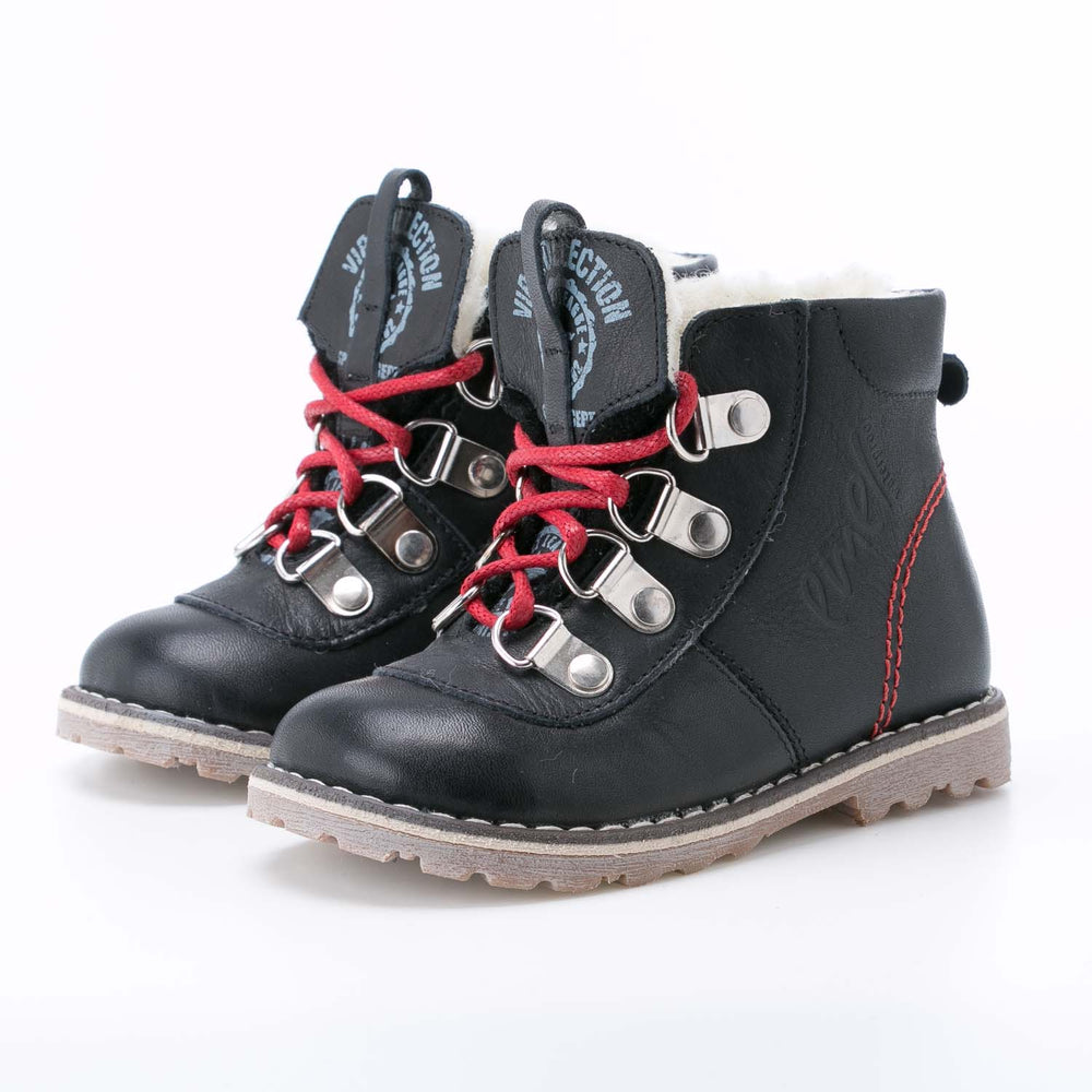 (EV2119C-v3) Emel black Lace Up Winter Boots with membrane