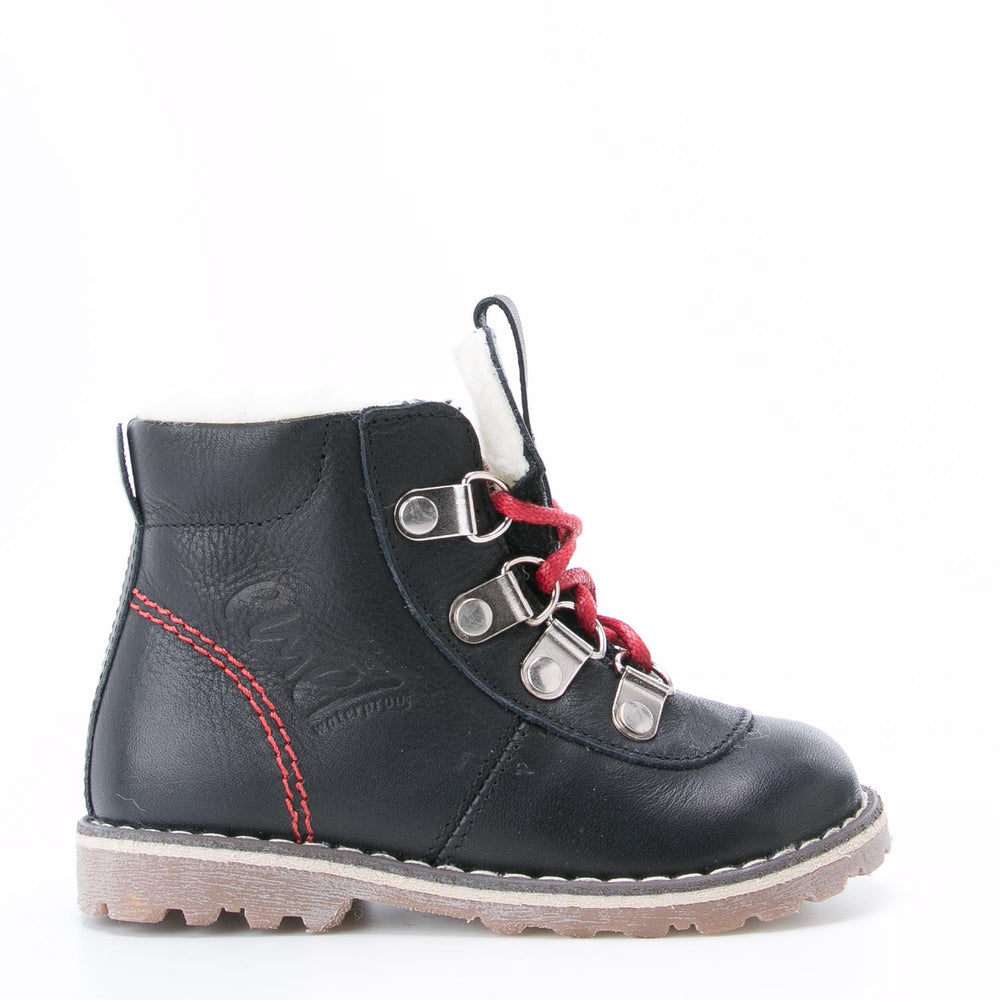(EV2119C-v3) Emel black Lace Up Winter Boots with membrane