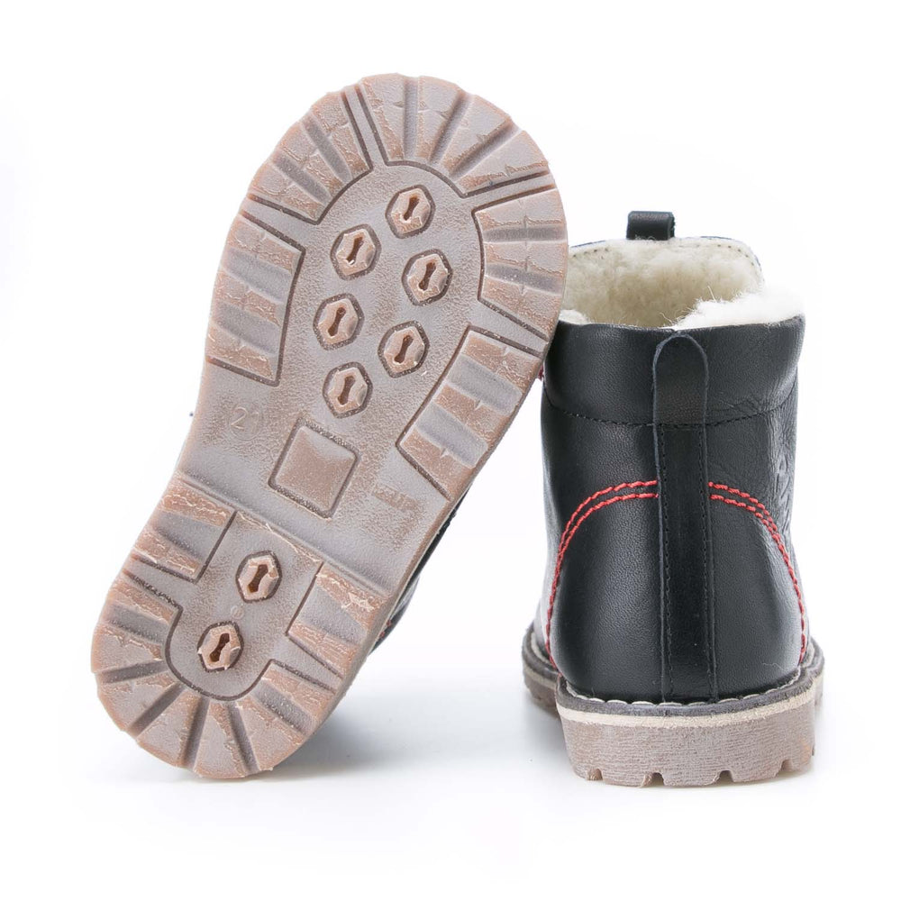(EV2119C-v3) Emel black Lace Up Winter Boots with membrane