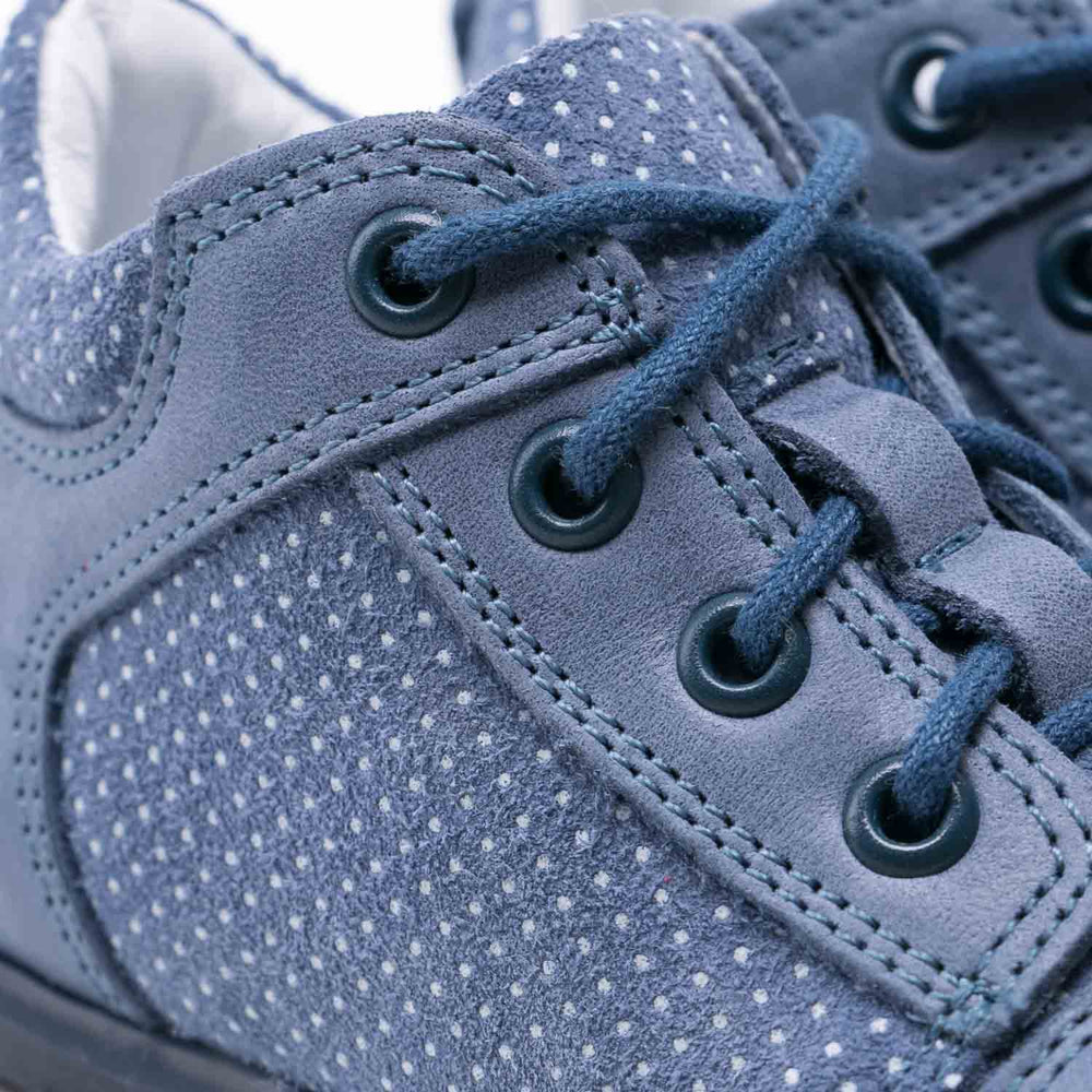 (2369B-10) Emel Lace Up First Shoes Blue polka dots - MintMouse (Unicorner Concept Store)