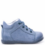 (2369B-10) Emel Lace Up First Shoes Blue polka dots - MintMouse (Unicorner Concept Store)