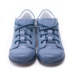 (2369B-10) Emel Lace Up First Shoes Blue polka dots - MintMouse (Unicorner Concept Store)